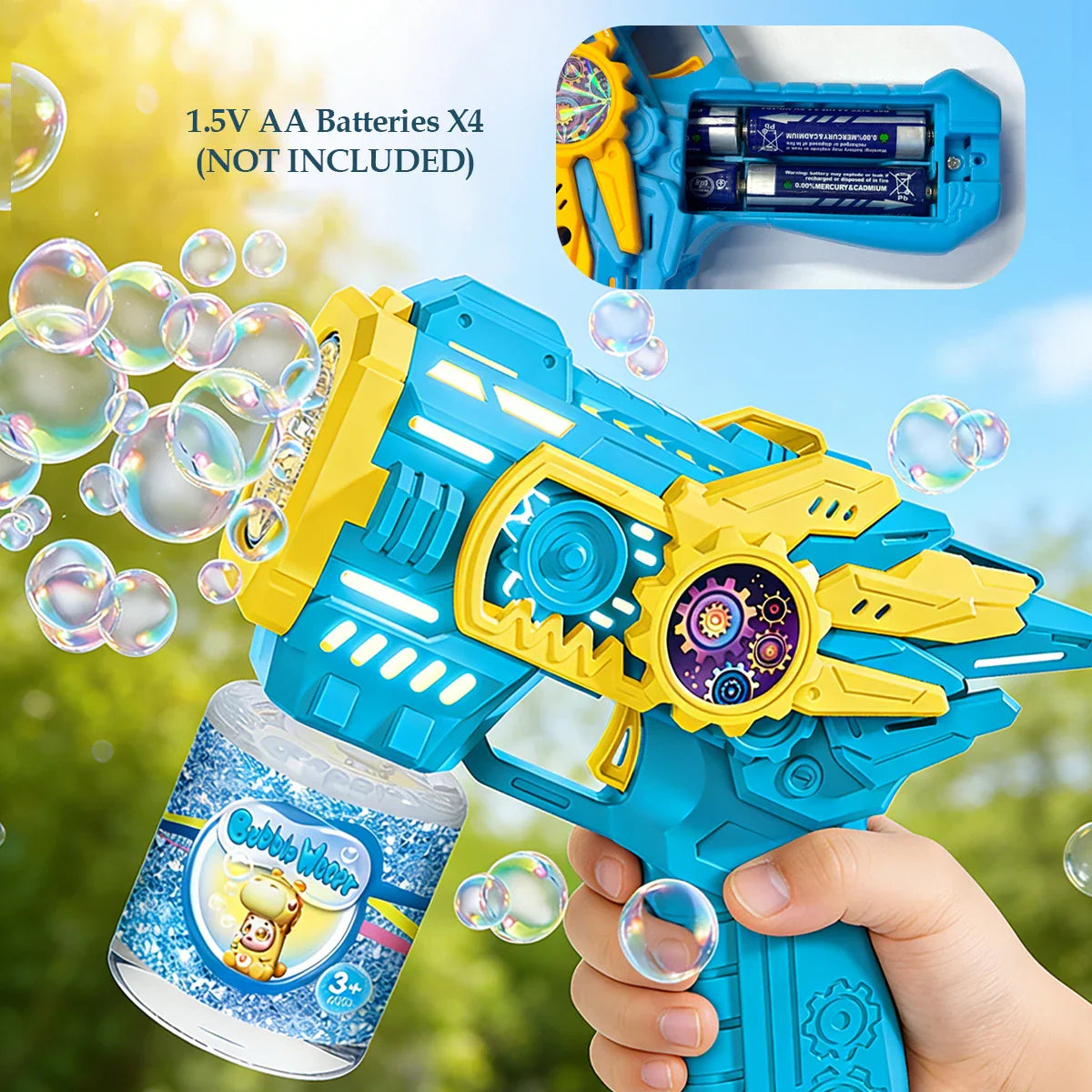 Bubble Gun Toys for 3+ Year Old Kids Boys Girls, Automatic Bubble Machine with Bubble Solution, Summer Outdoor Kids Toys for Ages 3-4,4-6,5-7, Birthday Party Gifts for 3 4 5 6 7 8 Year Old