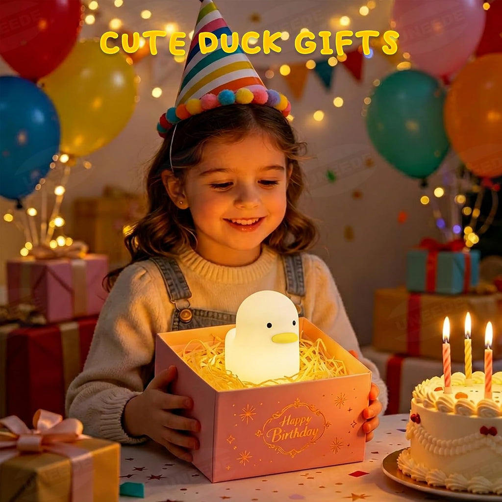 LED Benson Night Light, Cute Duck Animal Silicone Nursery Night Light Rechargeable Table Lamp Bedside Lamp with Touch Sensor for Baby Girls Women Bedrooms, Living Room