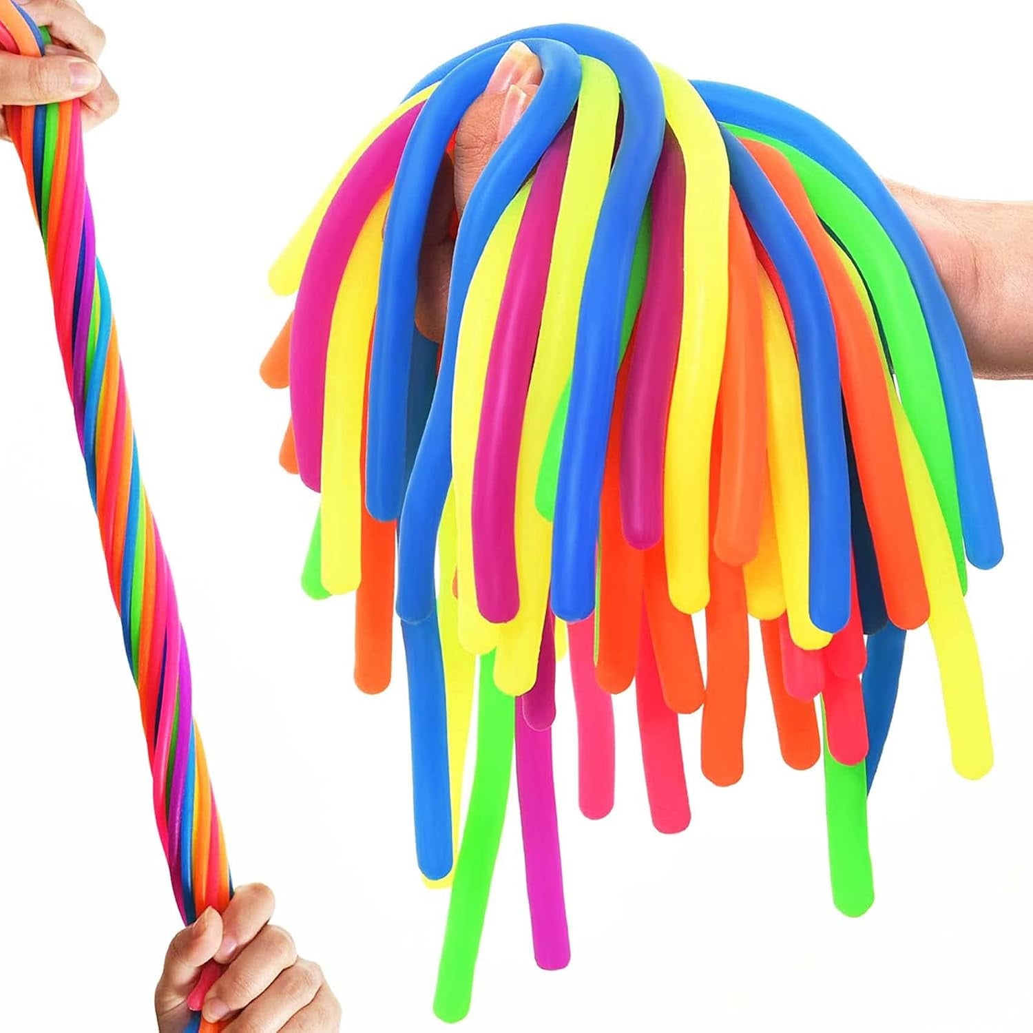 Small Stretchy String Noodles 30 Packs Children Sensory Stretch Strings Fidget Toys for School Classroom Rewards Back to School Birthday Party Favors and Prizes Treasure Box Toys