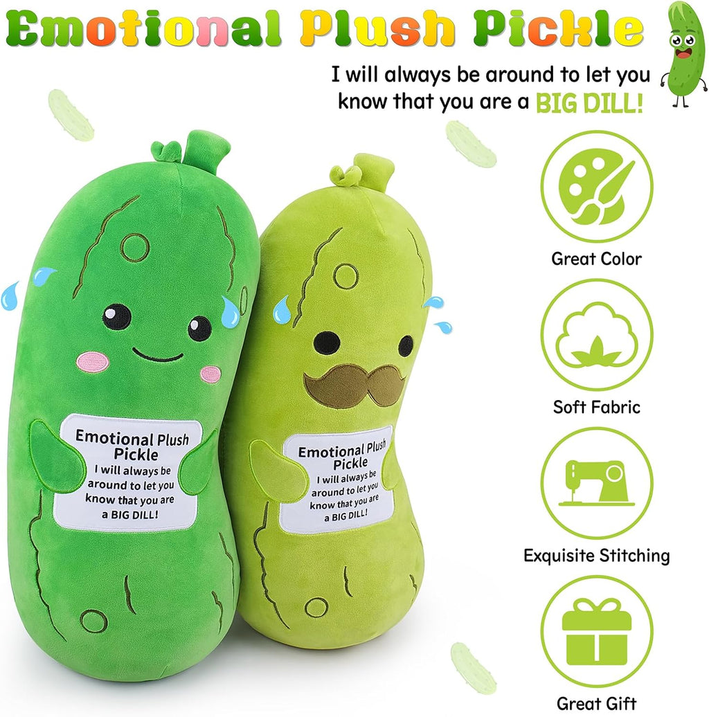 Emotional Plush Pickle-20” Pickle Stuffed Animal,Plushies Cucumber Stuffed Animal with Positive Warm Words,Kawaii Plush Toy Kids Birthday Gifts,Soft Vegetable Lover Plushy Pillow,1Pcs