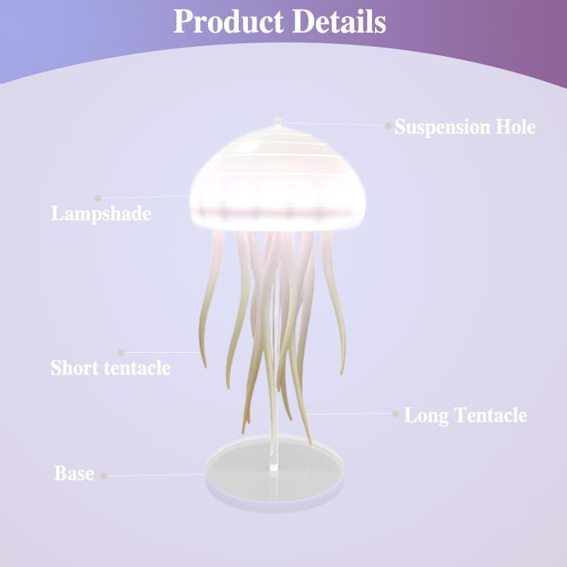 Hanging Jellyfish Lamp, LED Dancing Jellyfish Light Lava Lamp Table Light Portable Jellyfish Night Light Cute Jellyfish Bedside Lamp Light Rechargeable Outdoor Lighting Jelly Fish Light Lamp RGB