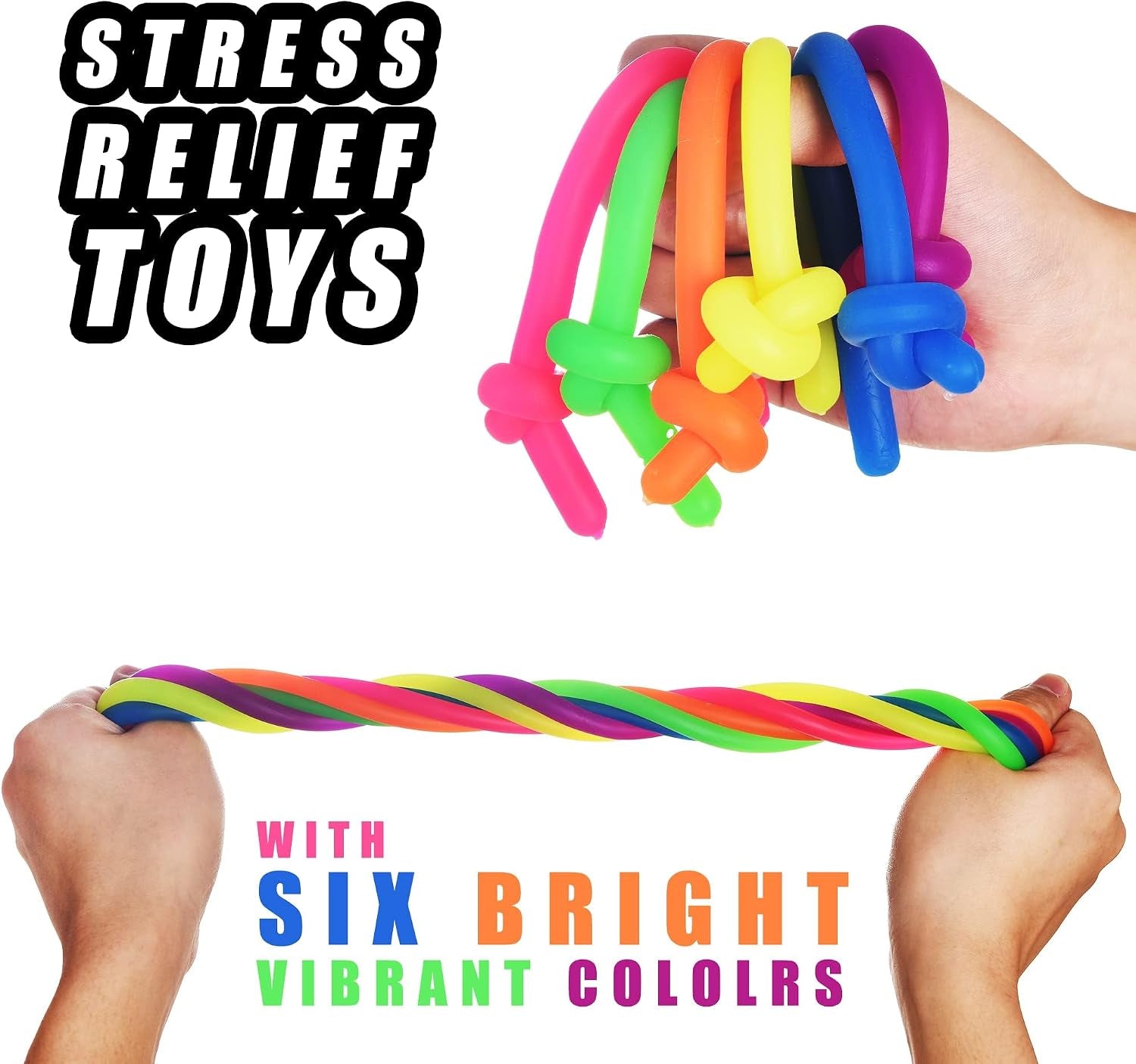 String Noodles Toys Large 12 Pcs Stress Stretchy Strings Toys for Kids Fosters Creativity and Focus Relief for Adults Improve Concentration for School Holiday Classroom Gift