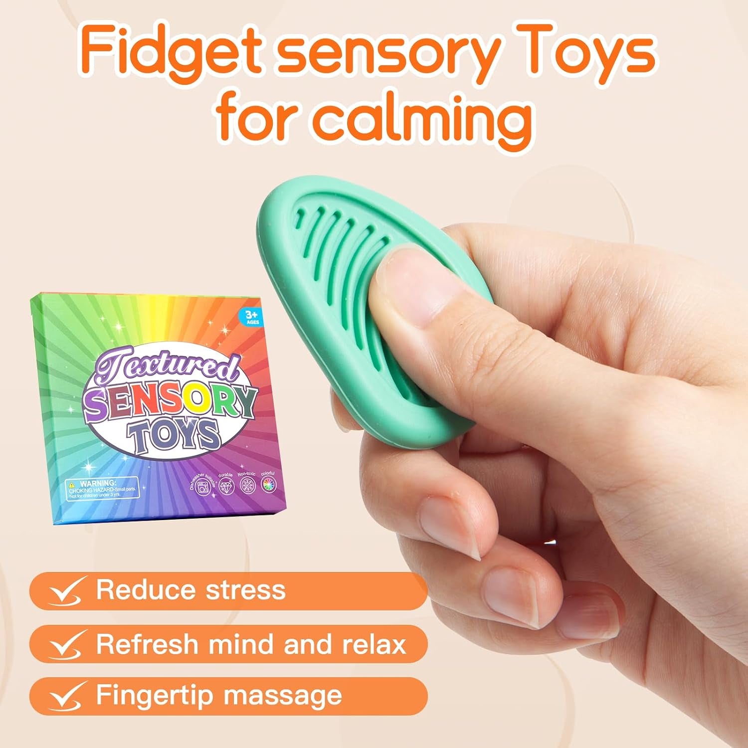 Silent Sensory Worry Stones for Anxiety - 6 Pack Fidget Toys for Kids & Adults, Portable Stress Relief for Classroom ADHD Autism Special Needs, Textured Calming Stones Set