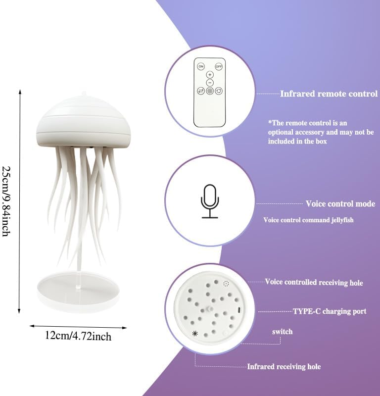 Hanging Jellyfish Lamp, LED Dancing Jellyfish Light Lava Lamp Table Light Portable Jellyfish Night Light Cute Jellyfish Bedside Lamp Light Rechargeable Outdoor Lighting Jelly Fish Light Lamp RGB