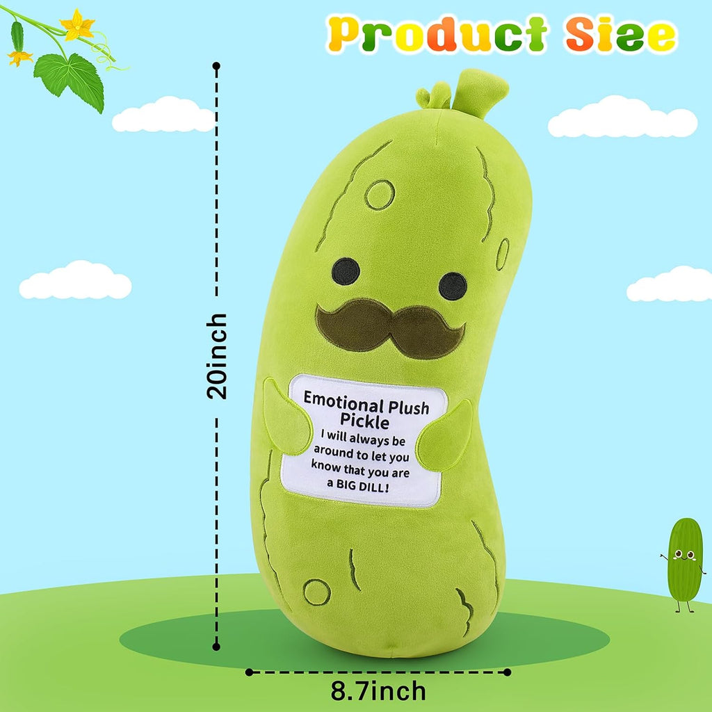 Emotional Plush Pickle-20” Pickle Stuffed Animal,Plushies Cucumber Stuffed Animal with Positive Warm Words,Kawaii Plush Toy Kids Birthday Gifts,Soft Vegetable Lover Plushy Pillow,1Pcs