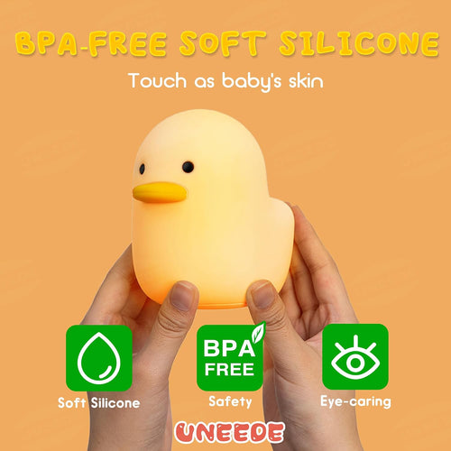 LED Benson Night Light, Cute Duck Animal Silicone Nursery Night Light Rechargeable Table Lamp Bedside Lamp with Touch Sensor for Baby Girls Women Bedrooms, Living Room