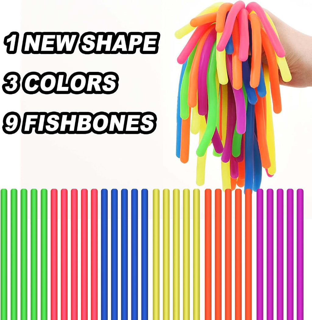 Small Stretchy String Noodles 30 Packs Children Sensory Stretch Strings Fidget Toys for School Classroom Rewards Back to School Birthday Party Favors and Prizes Treasure Box Toys