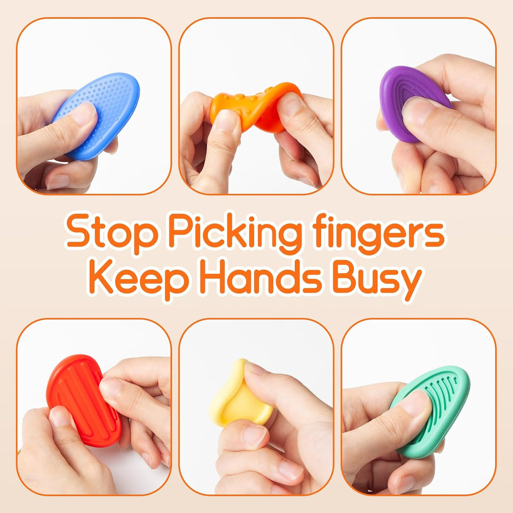 Silent Sensory Worry Stones for Anxiety - 6 Pack Fidget Toys for Kids & Adults, Portable Stress Relief for Classroom ADHD Autism Special Needs, Textured Calming Stones Set