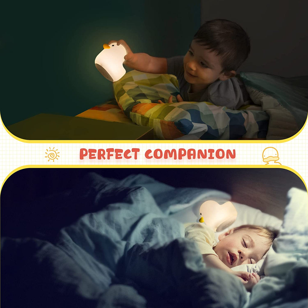 LED Benson Night Light, Cute Duck Animal Silicone Nursery Night Light Rechargeable Table Lamp Bedside Lamp with Touch Sensor for Baby Girls Women Bedrooms, Living Room