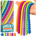 Silicone Stretchy Strings Sensory Toy – 6 Pack Fidget Worm Toy Set | Sensory Noodles for Kids | Bright, Textured, Fun Stretchy Noodles Fidget Toy for Tactile Play | Worm Toys for Fall Fun