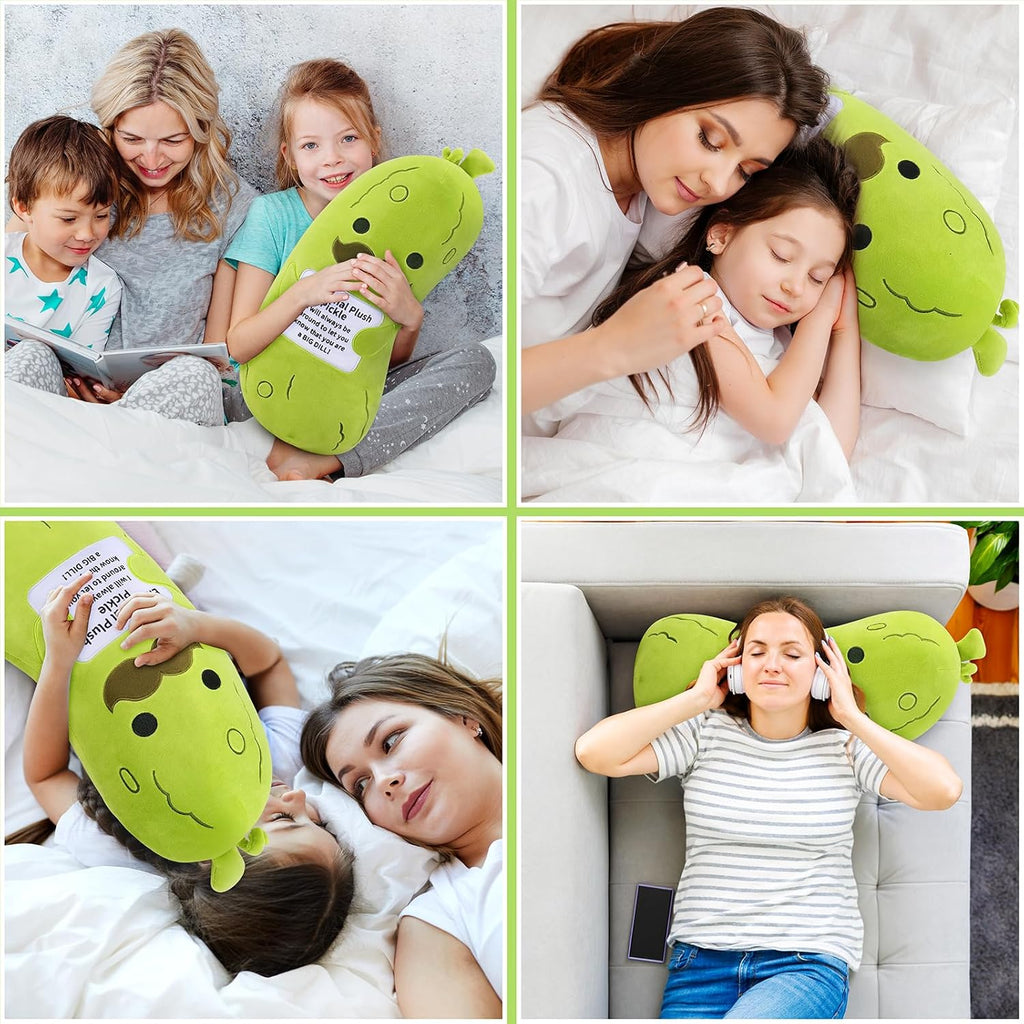 Emotional Plush Pickle-20” Pickle Stuffed Animal,Plushies Cucumber Stuffed Animal with Positive Warm Words,Kawaii Plush Toy Kids Birthday Gifts,Soft Vegetable Lover Plushy Pillow,1Pcs