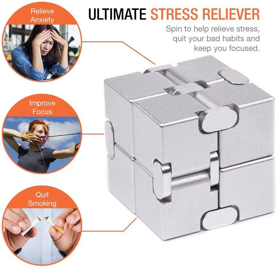 Fidget Cube New Version Fidget Finger Toys - Metal Infinity Cube Prime for Stress and Anxiety Relief/Adhd, Ultra Durable Sensory Gifts for Adults and Teens Kids