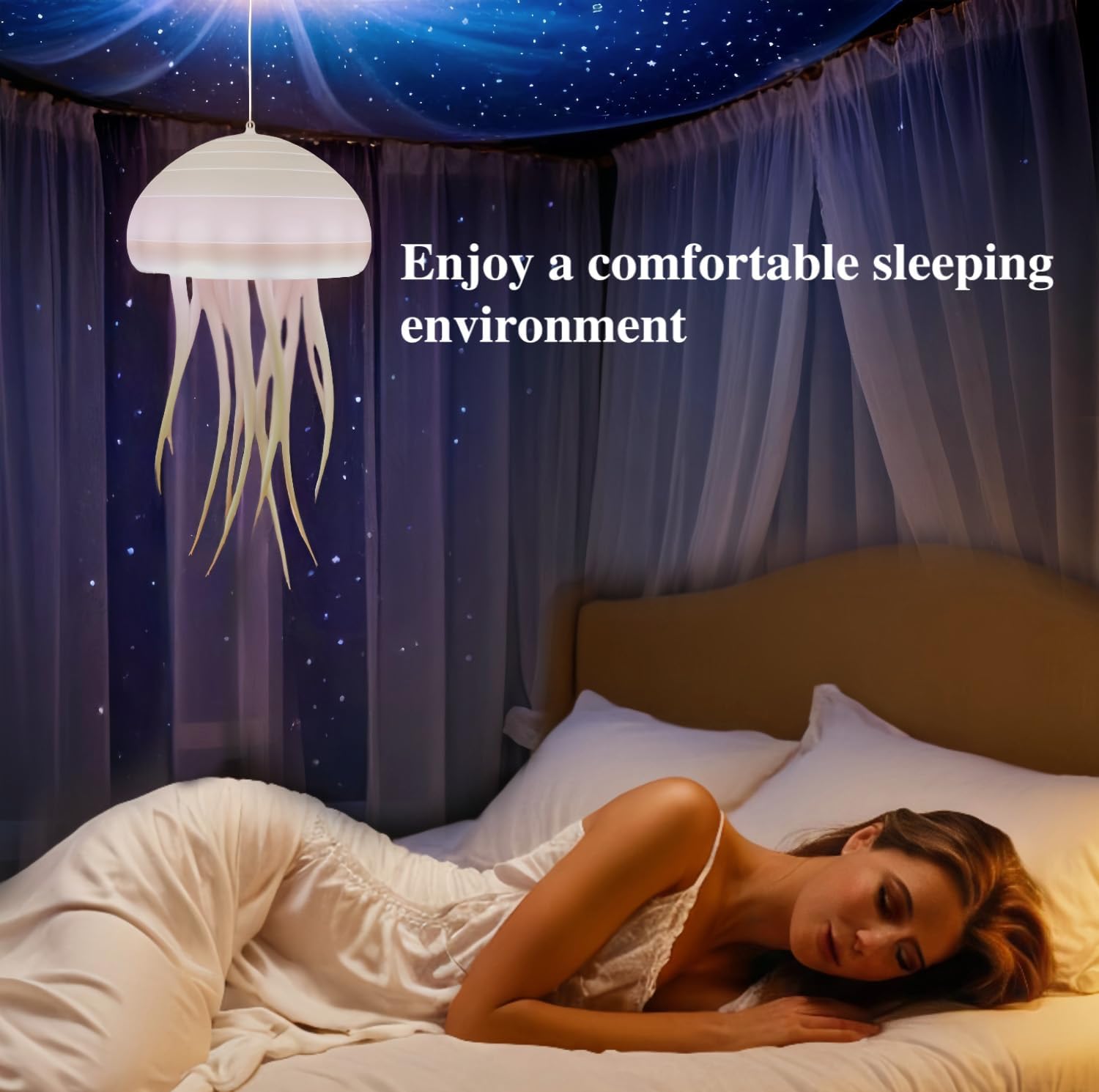 Hanging Jellyfish Lamp, LED Dancing Jellyfish Light Lava Lamp Table Light Portable Jellyfish Night Light Cute Jellyfish Bedside Lamp Light Rechargeable Outdoor Lighting Jelly Fish Light Lamp RGB