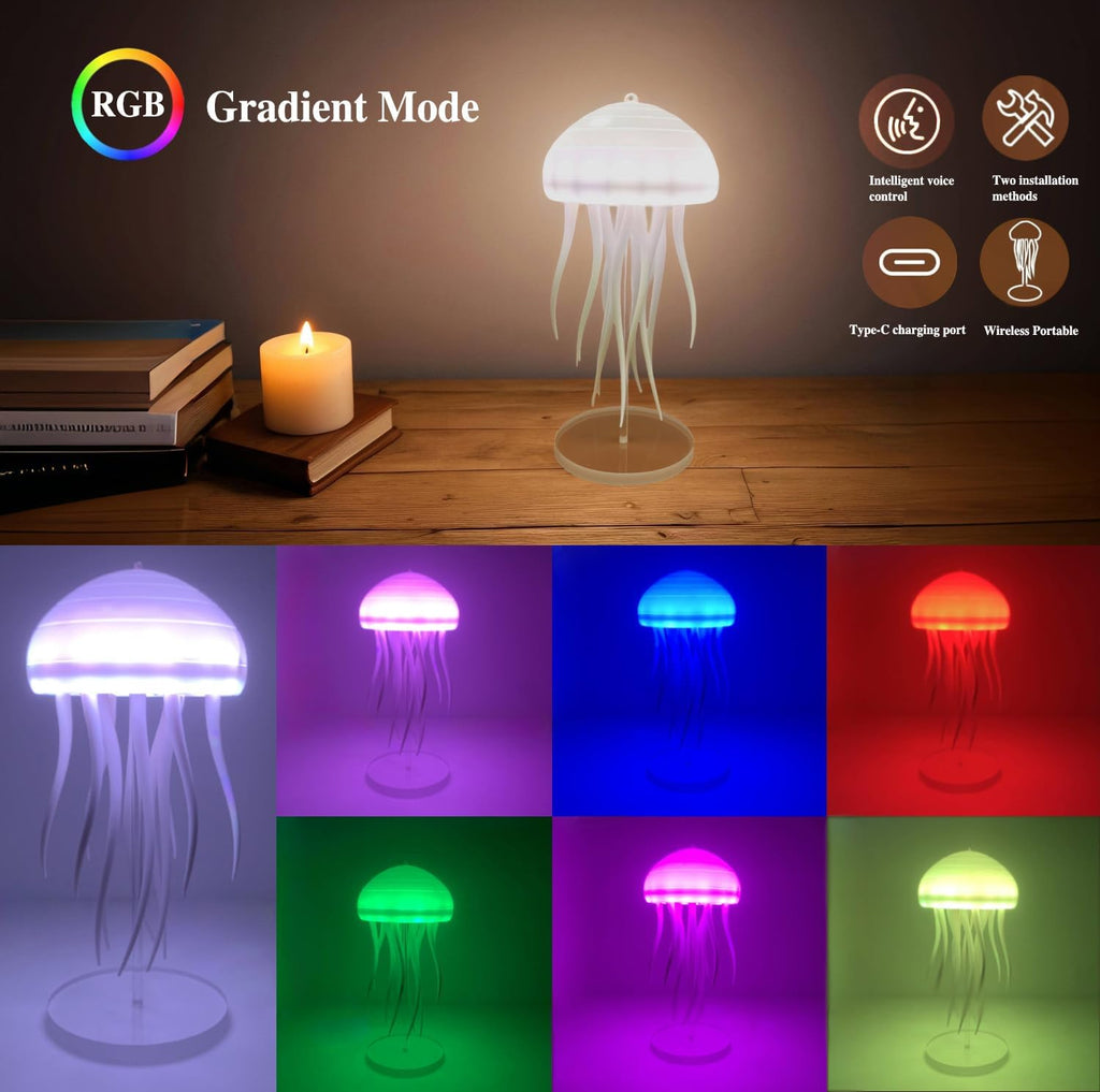 Hanging Jellyfish Lamp, LED Dancing Jellyfish Light Lava Lamp Table Light Portable Jellyfish Night Light Cute Jellyfish Bedside Lamp Light Rechargeable Outdoor Lighting Jelly Fish Light Lamp RGB