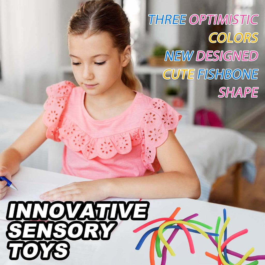 Small Stretchy String Noodles 30 Packs Children Sensory Stretch Strings Fidget Toys for School Classroom Rewards Back to School Birthday Party Favors and Prizes Treasure Box Toys