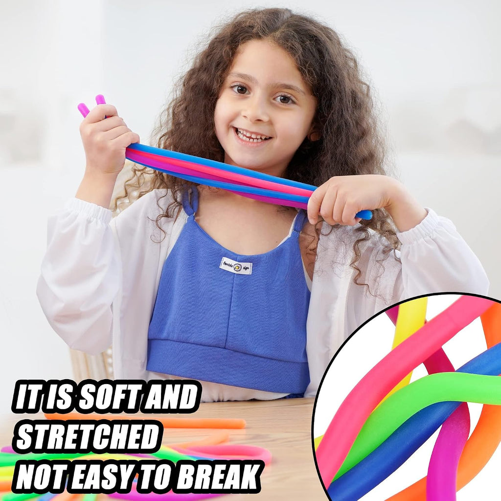 String Noodles Toys Large 12 Pcs Stress Stretchy Strings Toys for Kids Fosters Creativity and Focus Relief for Adults Improve Concentration for School Holiday Classroom Gift