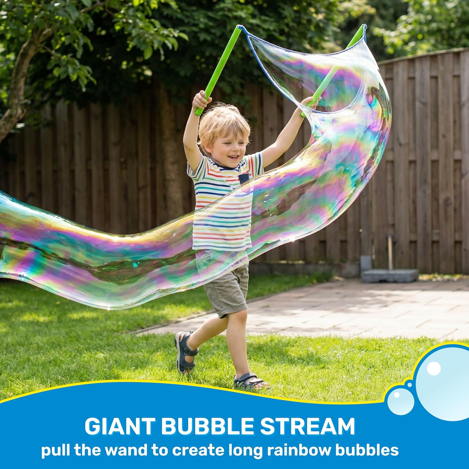 4 Pcs Giant Bubble Wand, 1 Big Bubble Wand Set with 3 Packs 33X Super Concentrate Solution, Giant Bubbles Maker for Kids Summer Outdoor Toy Game Activity Birthday Party Favors