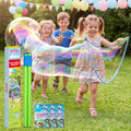 4 Pcs Giant Bubble Wand, 1 Big Bubble Wand Set with 3 Packs 33X Super Concentrate Solution, Giant Bubbles Maker for Kids Summer Outdoor Toy Game Activity Birthday Party Favors