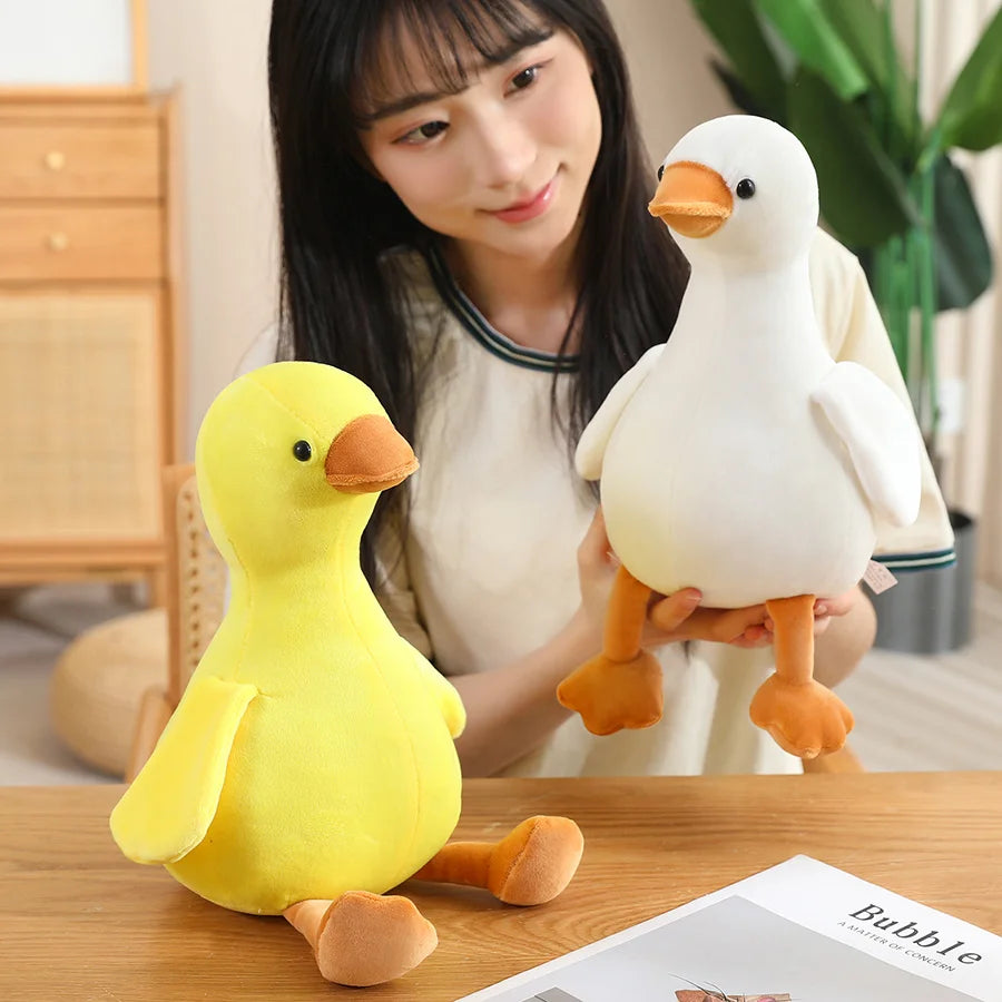 Lovable White Goose Plush Toy Cute Yellow Duck Plush Doll Goose Duck Key Chain Bag Pendant Soft Animal Pillow Kid Birthday Gift