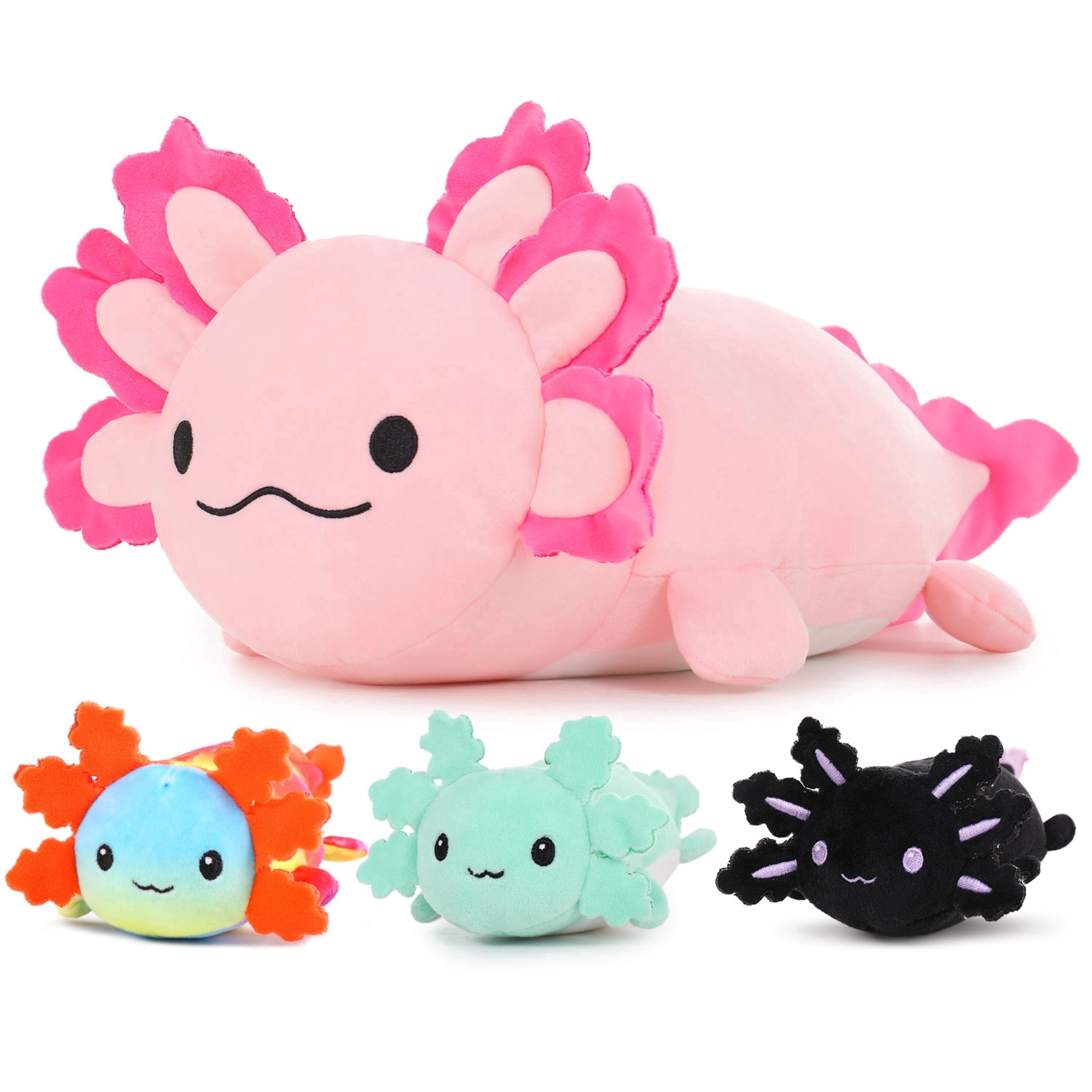 23.5" Giant Axolotl Stuffed Animals with 3 Babies inside Large Axolotl Plush Toy