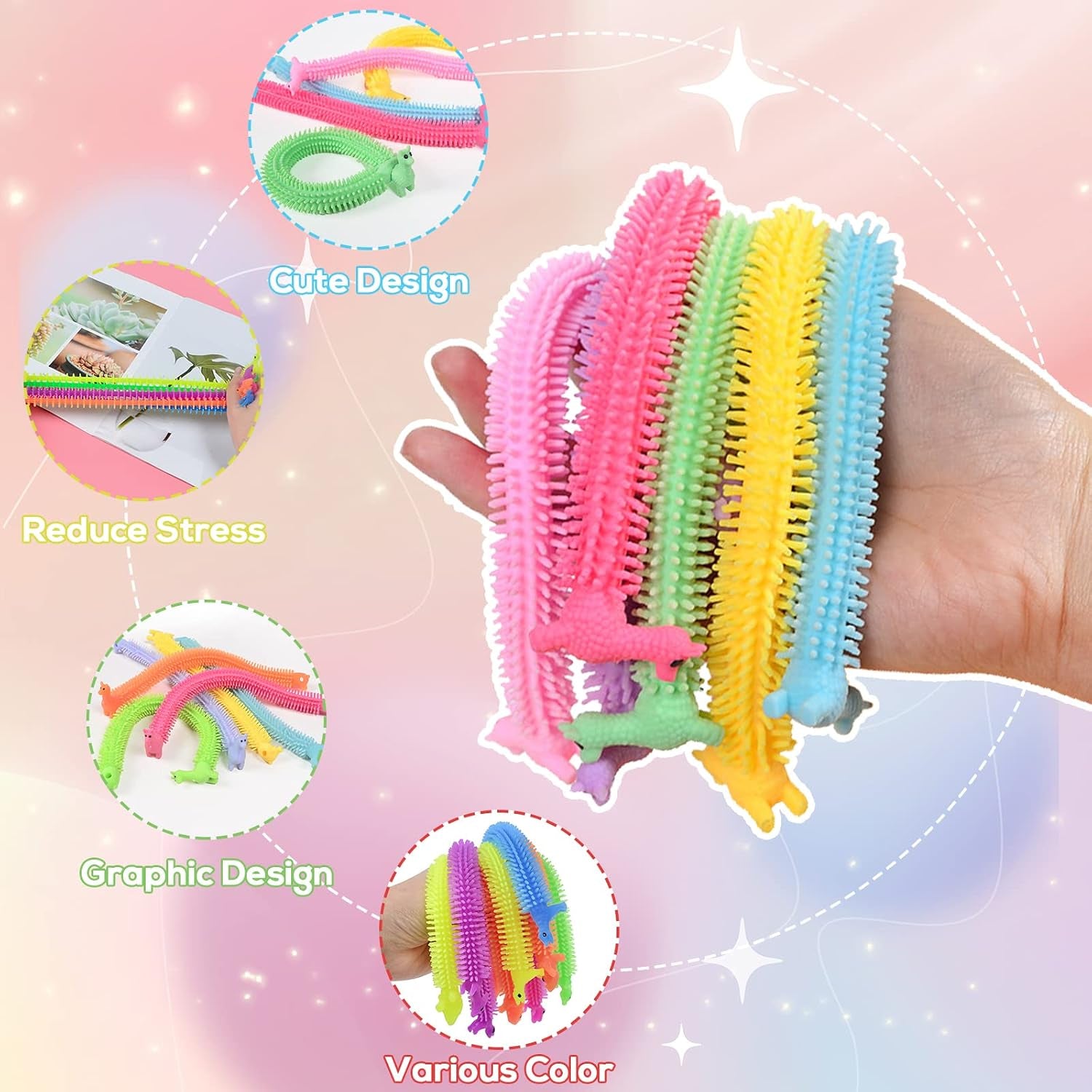 20 PCS Stretchy Fidget Toy,Colorful Stretchy Strings Fidget Toy for Children'S Day Gift,Kids,Adults,Boys,Girls,Stress Relief,Calming and Relaxing Present