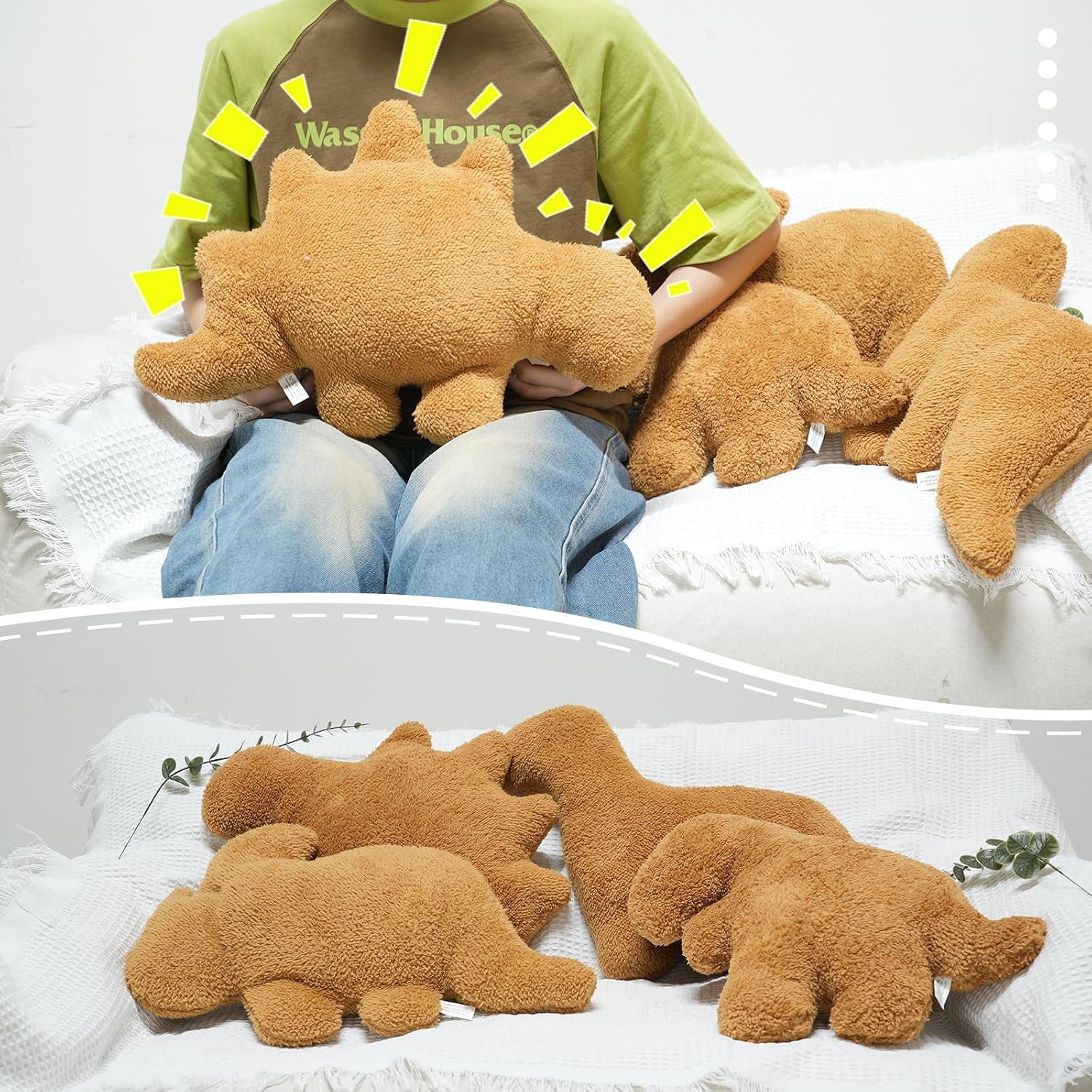 Dino Nugget Pillow, 19 Inch Dino Chicken Nuggets Plush Stuffed Animal Gift for Kids Adults Girlfriend Christmas