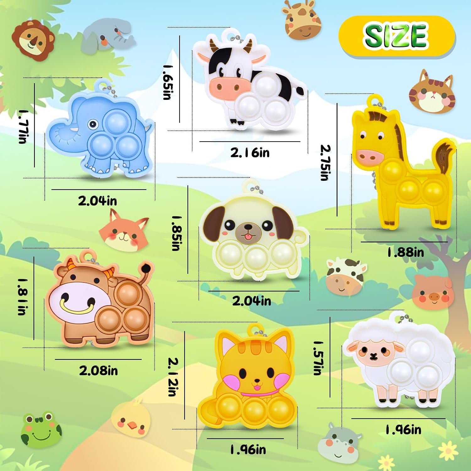 30Pcs Pop It Keychain Bulk Set, Fidget Keychains Party Favors for Kids 4-8 8-12, Goodie Bag Stuffers for Kids, Bulk Fidget Toys for Classroom Prizes, Sensory Toys Treasure Box