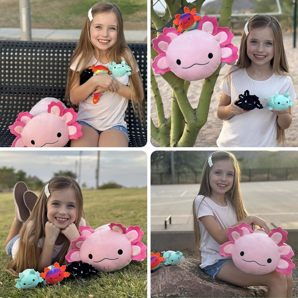 23.5" Giant Axolotl Stuffed Animals with 3 Babies inside Large Axolotl Plush Toy
