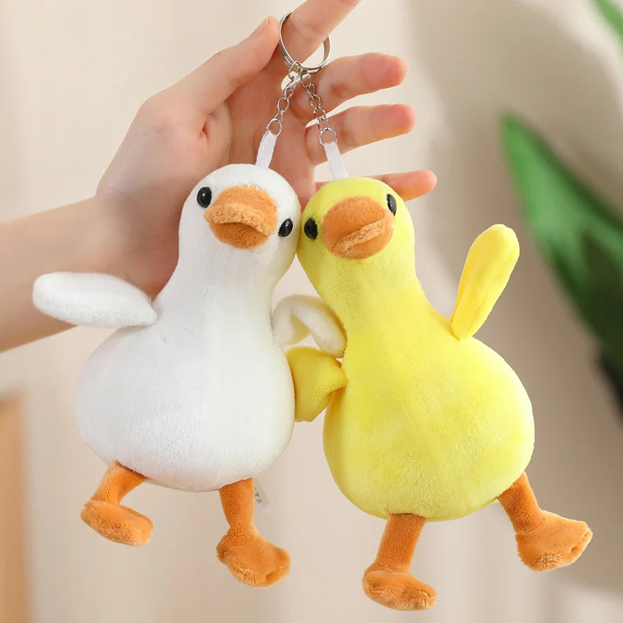 Lovable White Goose Plush Toy Cute Yellow Duck Plush Doll Goose Duck Key Chain Bag Pendant Soft Animal Pillow Kid Birthday Gift