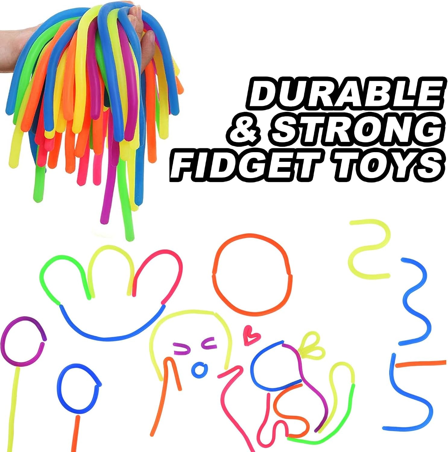 Small Stretchy String Noodles 30 Packs Children Sensory Stretch Strings Fidget Toys for School Classroom Rewards Back to School Birthday Party Favors and Prizes Treasure Box Toys