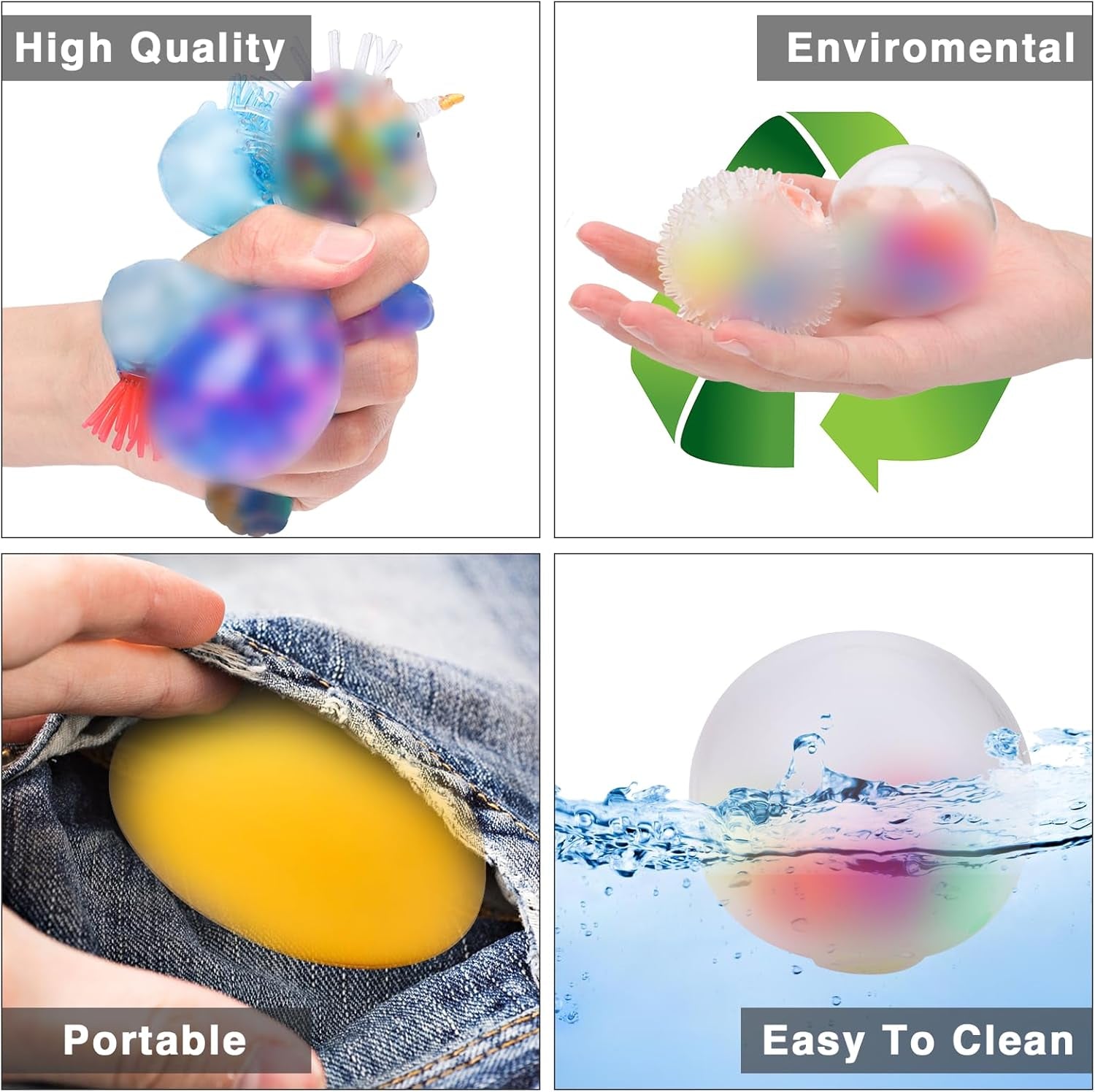 20Pack Stress Balls, Squishy Balls, Squeeze Balls for Adults, Stress Relief Balls, Prize Box Stuffers, Party Favors