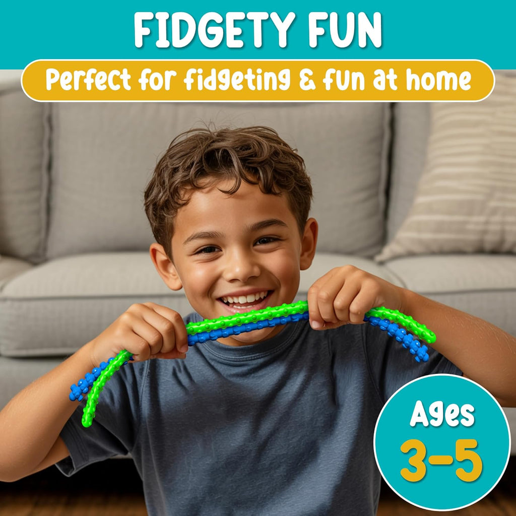 Silicone Stretchy Strings Sensory Toy – 6 Pack Fidget Worm Toy Set | Sensory Noodles for Kids | Bright, Textured, Fun Stretchy Noodles Fidget Toy for Tactile Play | Worm Toys for Fall Fun