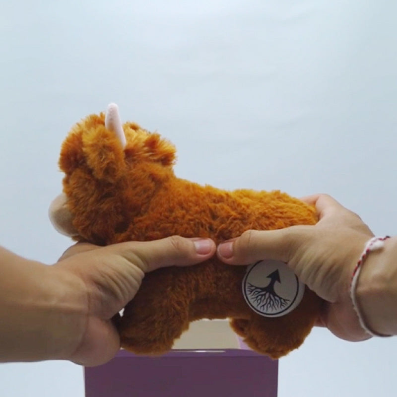 Realistic Highland Cow Plush Toy Made of Soft Cotton – Bovino